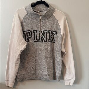 PINK Victoria's Secret Gray and White Cowl Neck Sweater
